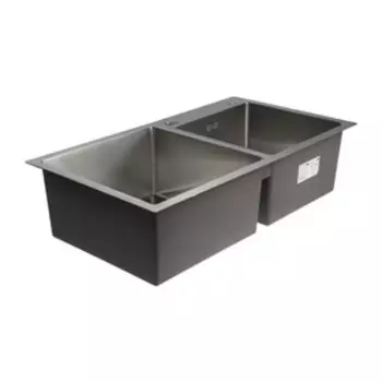Мойка кухонная GERHANS K37843-S, врезная, двойная, 780х430х220 мм, с сифоном, S = 3.0 и 0.8 мм, глянцевая