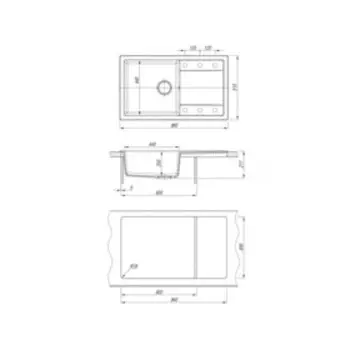 Мойка кухонная из камня Dr.Gans «ТЕХНО-860» 860х510 мм, h=217 мм, цвет белый