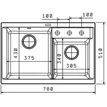 Мойка кухонная из камня Florentina «Касси», 780 мм, цвет песочный