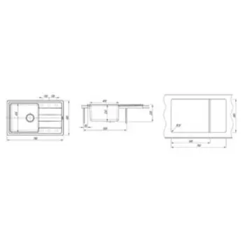 Мойка кухонная из камня Florentina «КОМБИ-780» 780х480 мм, цвет антрацит