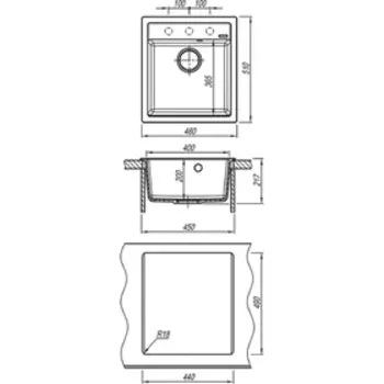 Мойка кухонная из камня Florentina «Липси-460», 460х510 мм, цвет грей