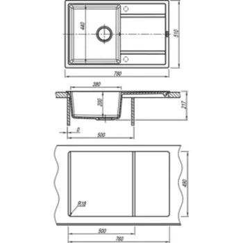 Мойка кухонная из камня Florentina «Лотос-780», 780х510 мм, цвет мокко