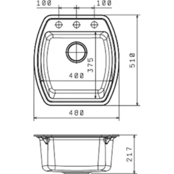 Мойка кухонная из камня Florentina «Нире-480», 480 х 510 мм, цвет мокко