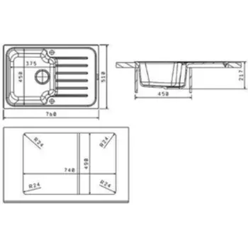 Мойка кухонная из камня Florentina «Таис 760», 760х510 мм, цвет антрацит