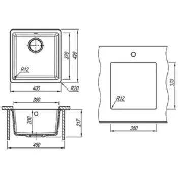 Мойка кухонная из камня Florentina «Вега», 440 х 420 мм, цвет чёрный