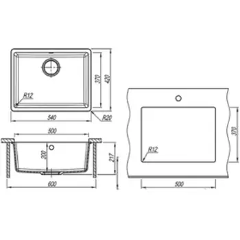 Мойка кухонная из камня Florentina «Вега 500», 540х420 мм, цвет песочный