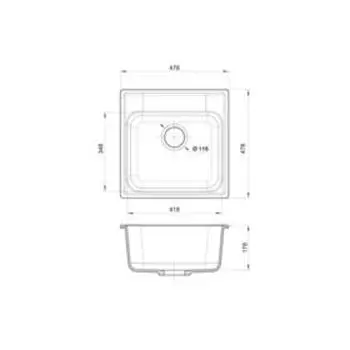 Мойка кухонная из камня Granfest ECO-48, 478х478 мм, цвет песочный