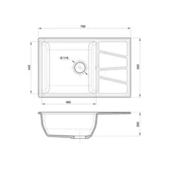 Мойка кухонная из камня GranFest GF-V780L, 780х500 мм, цвет песочный