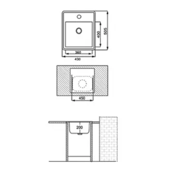 Мойка кухонная из камня Granfest P505, 505х430 мм, цвет песочный