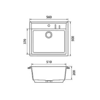 Мойка кухонная из камня Granfest Q560, 560 х 500 мм, цвет песочный