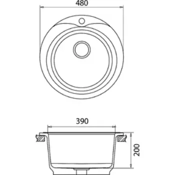 Мойка кухонная из камня Granfest R480, d=480 мм, цвет белый