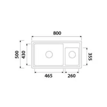 Мойка кухонная из камня KAISER KG2M-8050-J, врезная, двойная, 880х580х270 мм, цвет жасмин