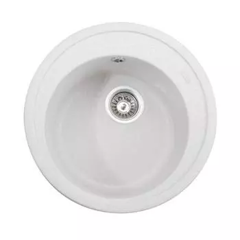 Мойка кухонная из камня KAISER KGM-510-W, врезная, круглая, 550х550х270 мм, цвет белый