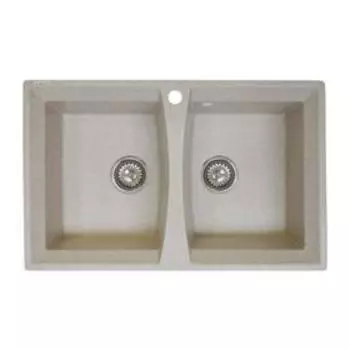 Мойка кухонная из камня KAISER KM2M-5078 Beige, врезная, двойная, 850х570х290 мм, мрамор