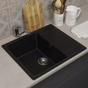 Мойка кухонная из камня Uperwood ECON UPD-201, 004, прямоугольная, цвет 004 черная матовая