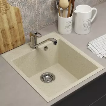 Мойка кухонная из камня Uperwood ECON UPD-404, 002, прямоугольная, цвет 002 бежевая матовая