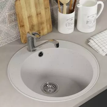 Мойка кухонная из камня Uperwood ECON UPD-405, 001, круглая, цвет 001 белая матовая