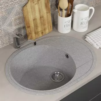 Мойка кухонная из камня Uperwood ECON UPD-107, 003, овальная, цвет 003 серая матовая