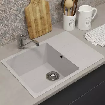 Мойка кухонная из камня Uperwood ECON UPD-506, 001, прямоугольная, цвет 001 белая матовая