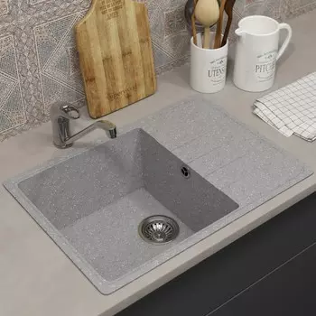 Мойка кухонная из камня Uperwood ECON UPD-506, 003, прямоугольная, цвет 003 серая матовая