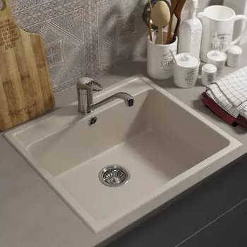 Мойка кухонная из камня Uperwood UPD-104, 530х480 мм, прямоугольная, цвет лён