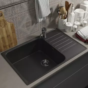 Мойка кухонная из камня Uperwood UPD-400, 740х480 мм, прямоугольная, цвет уголь