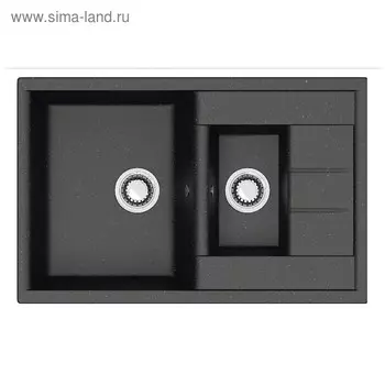 Мойка кухонная из камня ZETT lab. 210/Q4, 755x500x218 мм, матовая, врезная, черная