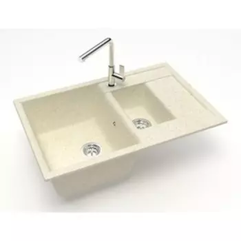 Мойка кухонная из камня ZETT lab. 210/Q2, 775x500x218 мм, матовая, врезная, бежевая