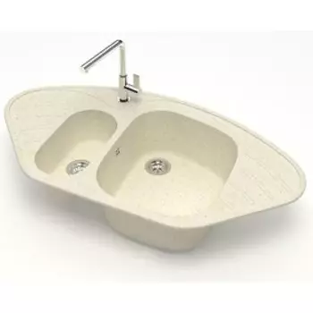 Мойка кухонная из камня ZETT lab. 23/Q2, 945x500x175 мм, матовая, врезная, бежевая