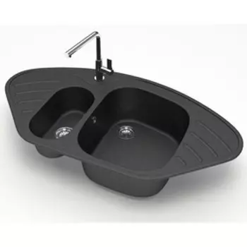 Мойка кухонная из камня ZETT lab. 23/Q4, 945x500x175 мм, матовая, врезная, черная
