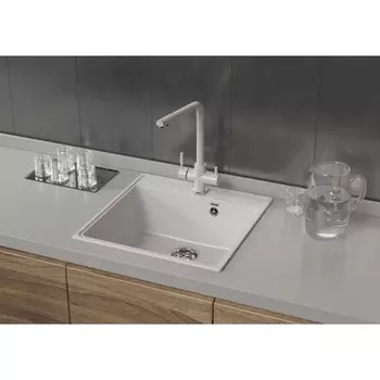 Мойка кухонная кварцевая Ulgran Quartz Forte 505, 505х505 мм, цвет 04 платина