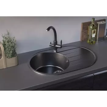 Мойка кухонная кварцевая Ulgran Quartz Nora 750, 750х500 мм, цвет 06 трюфель