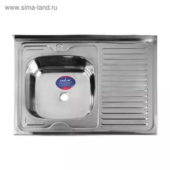Мойка кухонная MIXLINE 527970, накладная, толщина 0.4 мм, 806016 см, левая, выпуск 1 1/2"