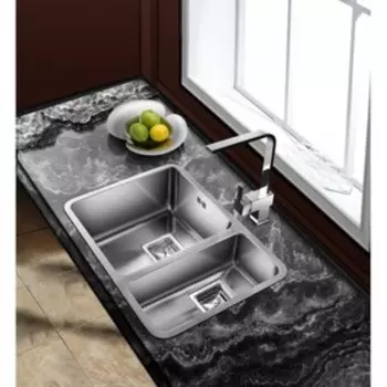 Мойка кухонная OULIN OL-0369L, врезная, 440х420х200 мм, прямоугольная, двойная, левая, сатин