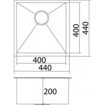 Мойка кухонная OULIN OL-F101, врезная, 440х440х200 мм, квадратная, универсальная, сатин