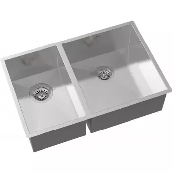 Мойка кухонная OULIN OL-F202, врезная, 750 х 449 мм, прямоугольная, двойная, сатин