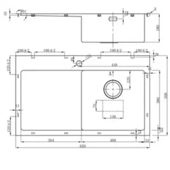 Мойка кухонная OULIN OL-FTR102R, врезная, 850 х 506 мм, прямоугольная, универсальная, сатин 930115