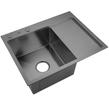 Мойка кухонная "РМС" MRK-5851BL-L, врезная, левая, толщина 3,0 и 1 мм, дозатор, графит