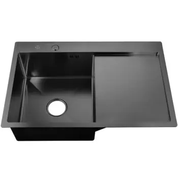 Мойка кухонная "РМС" MRK-7851BL-L, врезная, левая, толщина 3,0 и 1 мм, дозатор, графит
