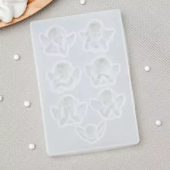 Молд Доляна «Ангелочки», силикон, 12,58,51,5 см, 7 ячеек (33,5 см), цвет белый