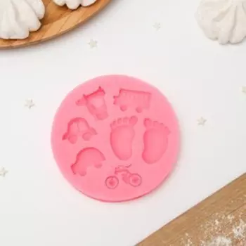 Молд «Детские машинки», силикон, d=10 см, цвет розовый