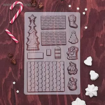 Форма для шоколада новогодняя «Элементы домика», 12 ячеек, 1582,5 см, цвет прозрачный