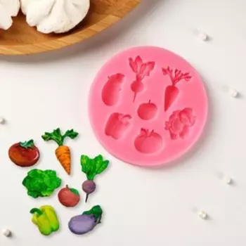 Молд Доляна «Овощной МИКС», силикон, d=8 см, розовый