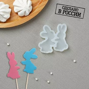 Силиконовый молд «Пара зайчиков», цвет прозрачный