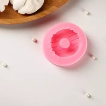 Молд Доляна «Пончик с глазурью», силикон, d=6 см, цвет розовый