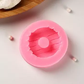 Молд Доляна «Пончик с глазурью», силикон, d=6 см, цвет розовый