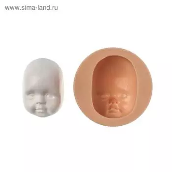 Молд силикон №966 "Лицо малыша" 4,7 х 3,4 см, глубина 2 см МИКС