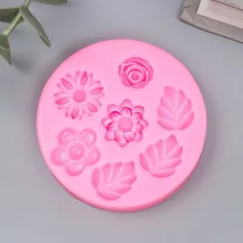 Силиконовый молд, форма для заливки «Цветочки и листочки», 7 предметов, 6.86.81 см