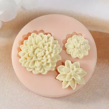 Молд силикон "Цветы микс" 3,1х0,7 2х0,7 1,7х0,7 см