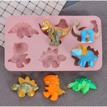 Силиконовый молд, форма для заливки «Динозаврики», 6 предметов, 2.51628 см